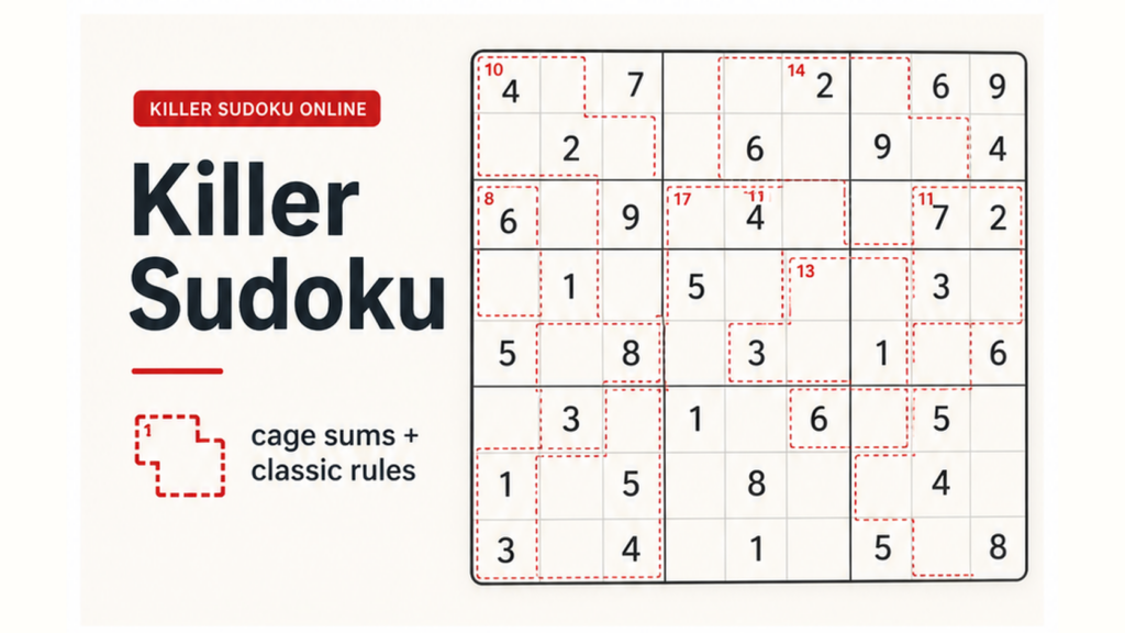 Killer Sudoku grid with dotted cage sums showing cage-sum logic