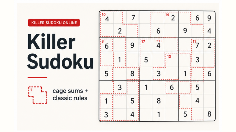 Killer Sudoku grid with dotted cage sums showing cage-sum logic